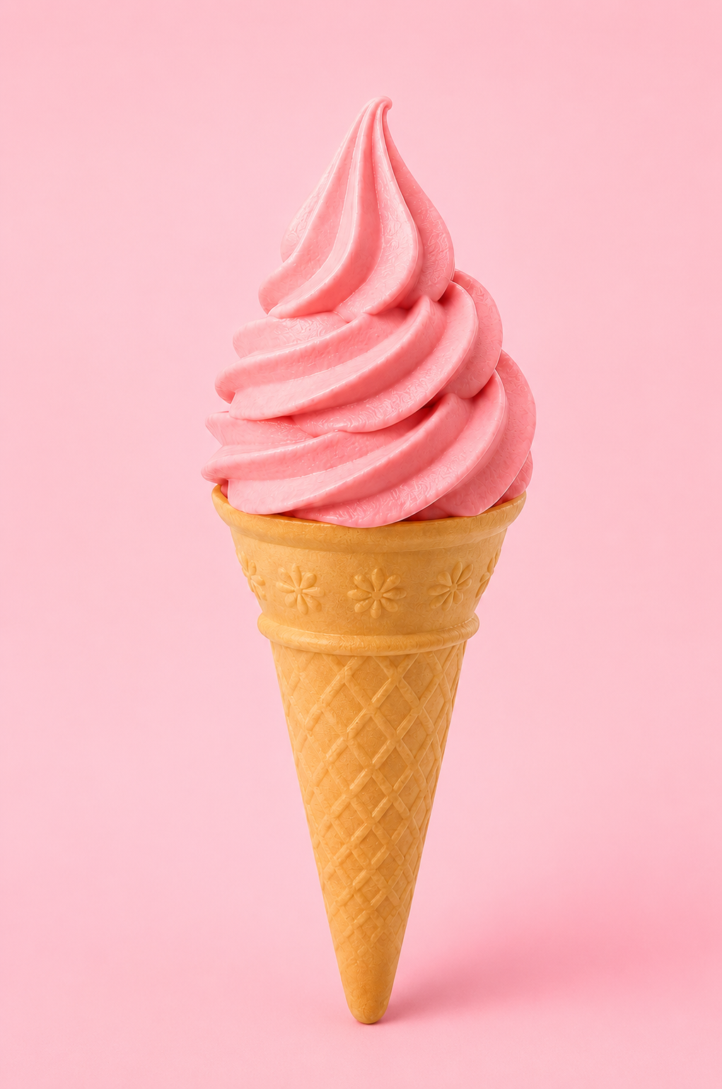 Rosa Softeis im Waffelhörnchen, ideal für Events und Catering in der Schweiz.